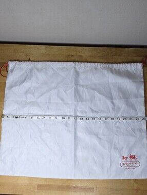 Authentic Large Coach White Drawstring Dust Bag Storage Pouch 23" x 19"